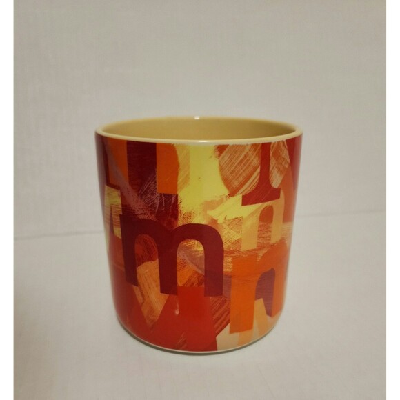 Anthropologie Lottie 18.5 oz Monogram Mug "M" Orange Yellow Stoneware 3.75x3.75" - Picture 5 of 9